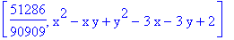 [51286/90909, x^2-x*y+y^2-3*x-3*y+2]